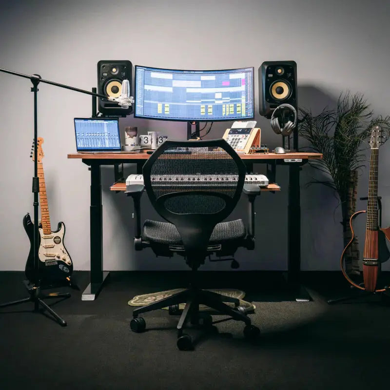 Wavebone Starship Motorised Studio Desk with speaker stands Wavebone