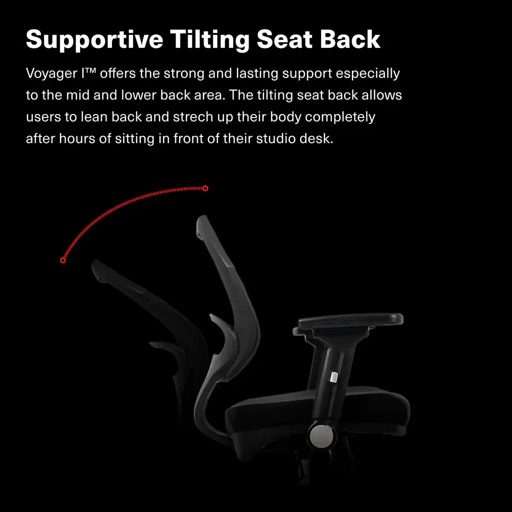 Wavebone Voyager I Studio Chair - Foam Seat - Black - Koala Audio