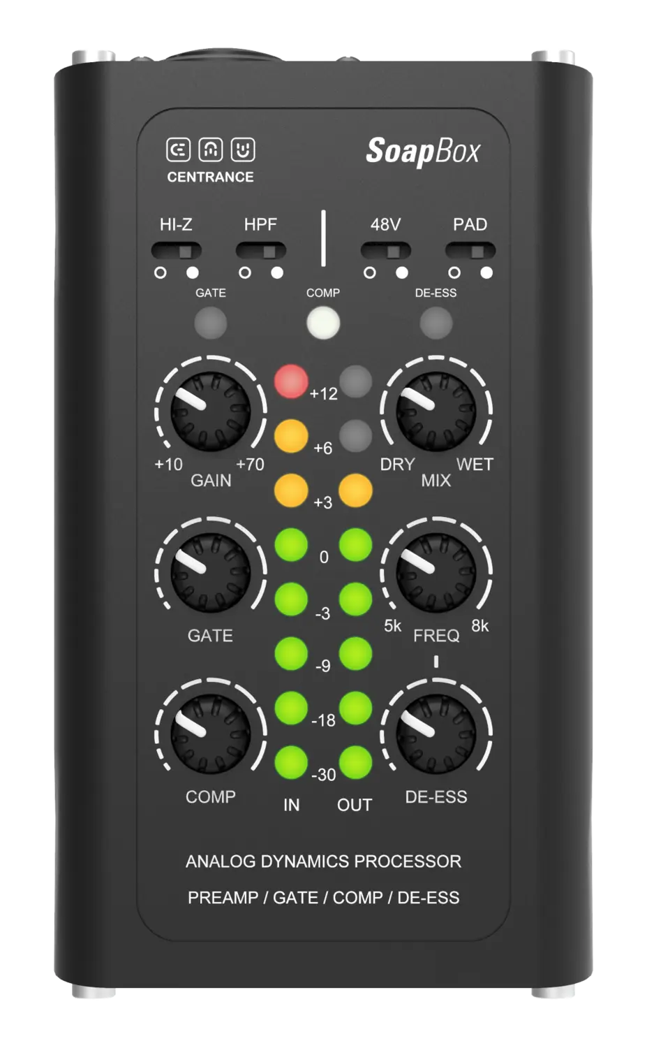 Centrance SoapBox Premium Preamp / Gate / Compressor / De-Esser, with linking Centrance