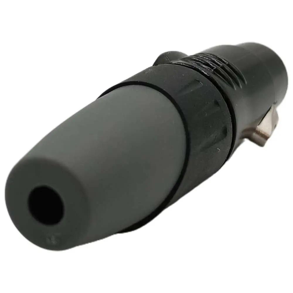 Enova XL25FB-W XLR cable connector female 5-pin IP65 black metal housing and orange boot solder cups Enova