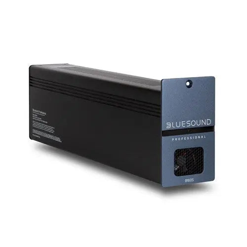 B160S 1-zone streaming amplifier. 2x 60W at 8 ohms. 192kHz/24-bit. Blue Sound Professional
