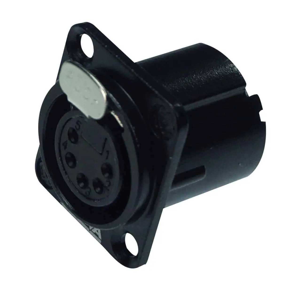 Enova XL15FB-W XLR chassis connector female 5-pin IP65 black plastic housing solder cups Enova