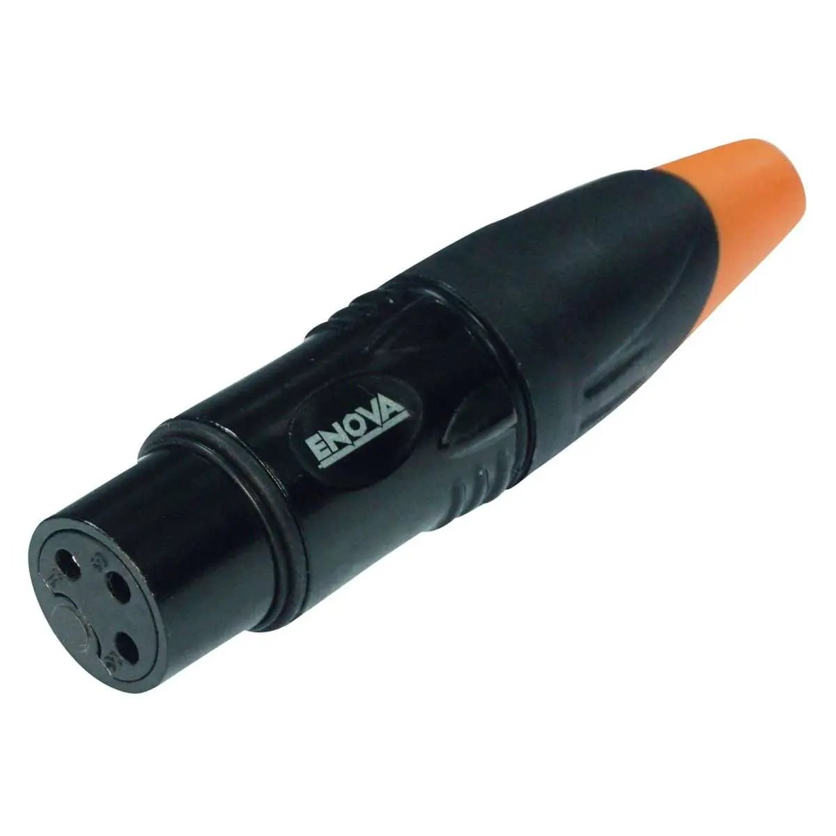 Enova XL23FB-W XLR cable connector female 3-pin IP65 black housing and orange boot solder cups Enova