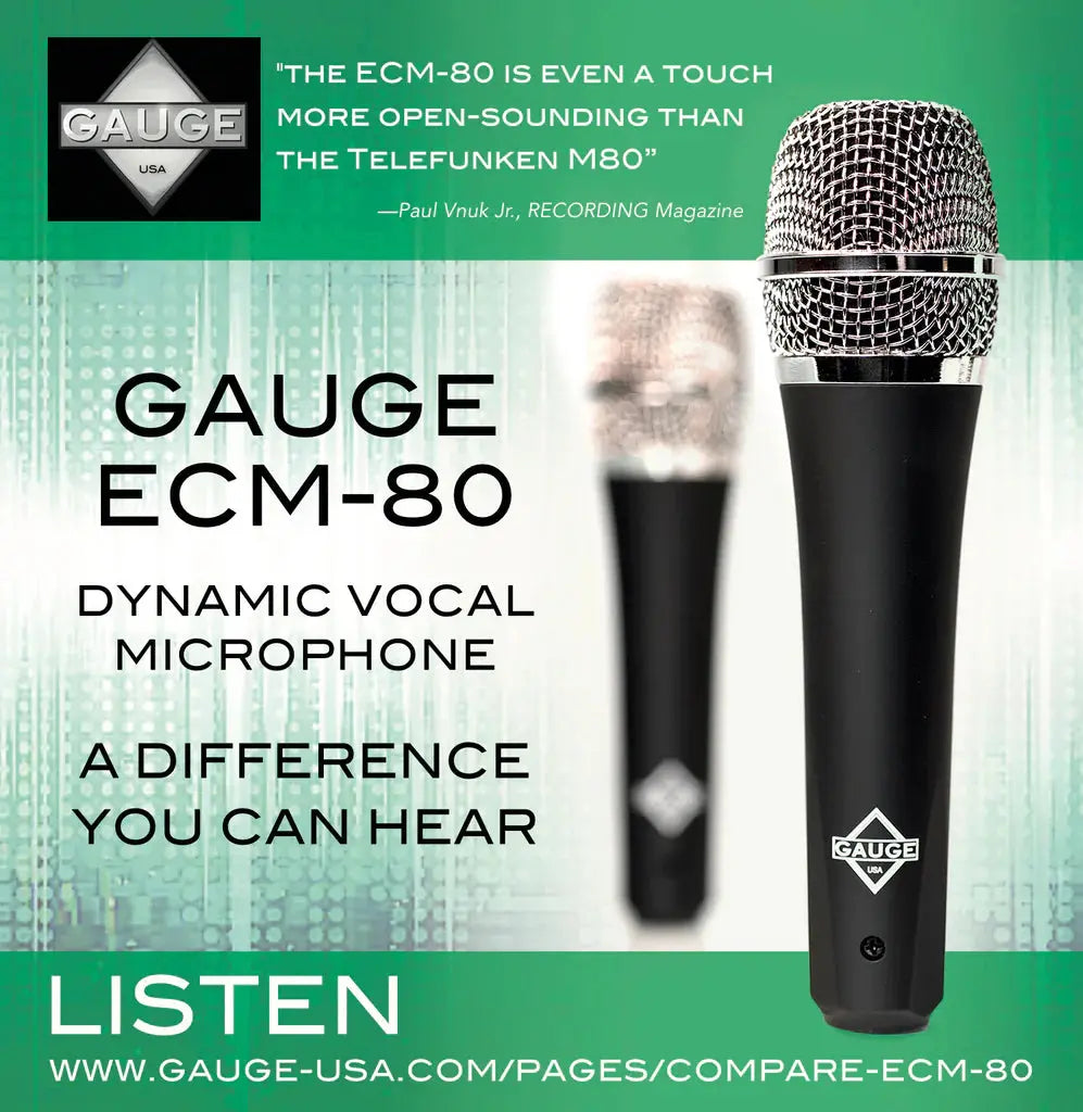 Gauge ECM-80 Dynamic Vocal Microphone Gauge Precision Instruments