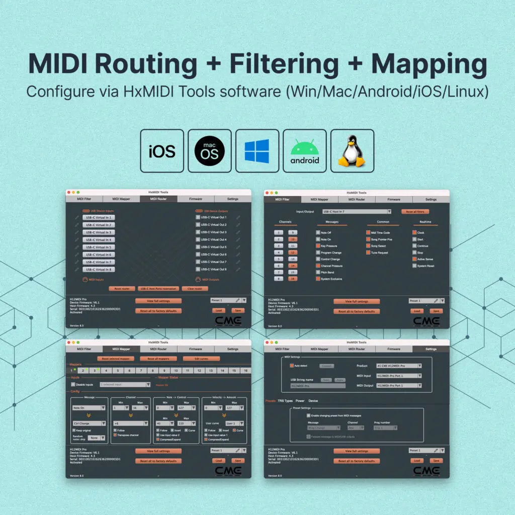 CME H12MIDI Pro Premium USB Host Midi Hub CME Pro