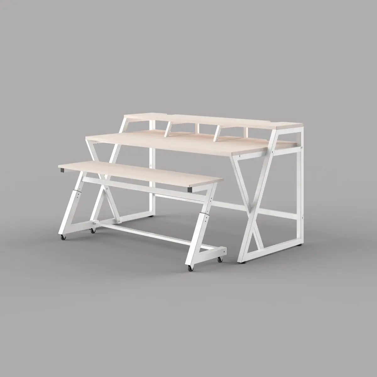 Wavebone HEADQUARTER Z Ergonomic Studio Workstation with Height-Adjustable Keyboard Trolley Wavebone