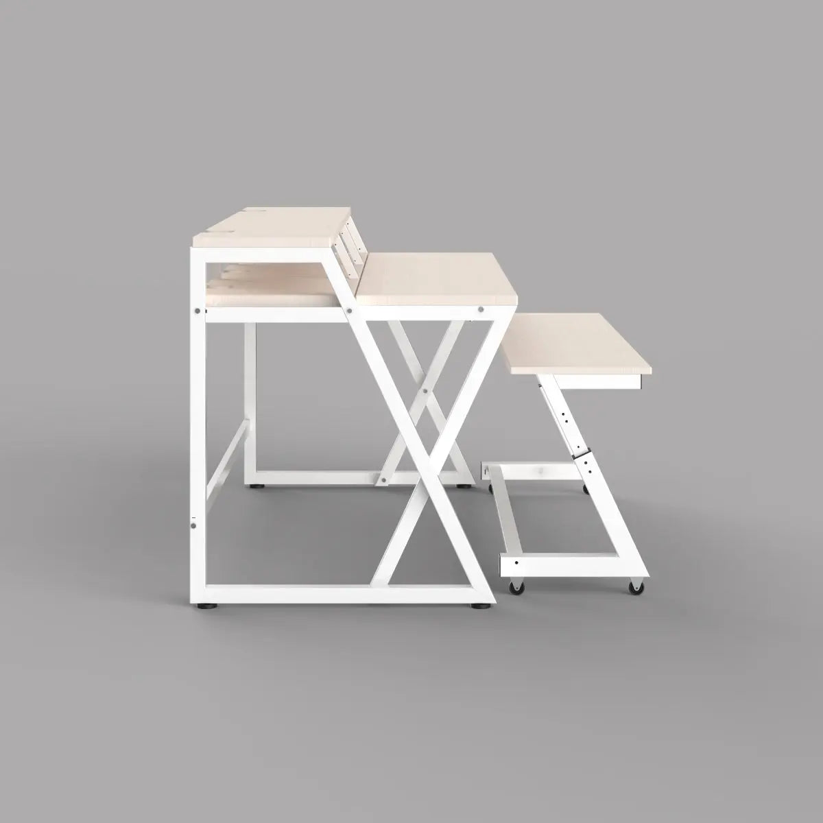 Wavebone HEADQUARTER Z Ergonomic Studio Workstation with Height-Adjustable Keyboard Trolley Wavebone