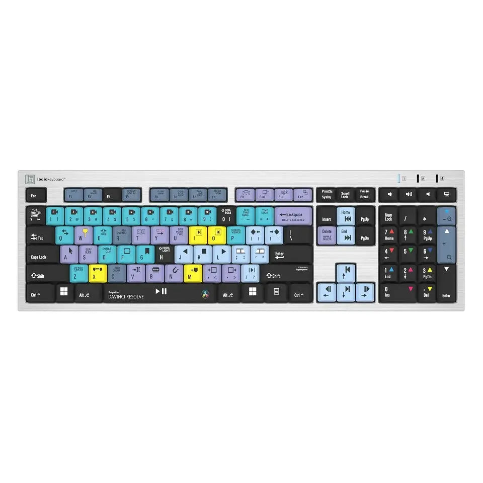 Logickeyboard DaVinci Resolve Silver Slimline Keyboard – Windows