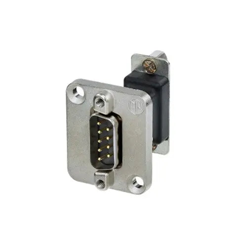Neutrik NADB9MF FEEDTHROUGH D-SUB 9-PIN, MALE FRONT / FEMALE REAR, NICKEL HOUSING Neutrik