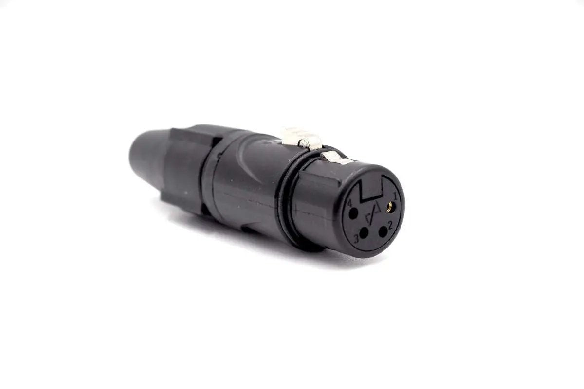 EnovaNxt NXT4FA XLR cable connector female 4-pin, gold contacts, metal housing with black PureCoreNxt finishing, black boot