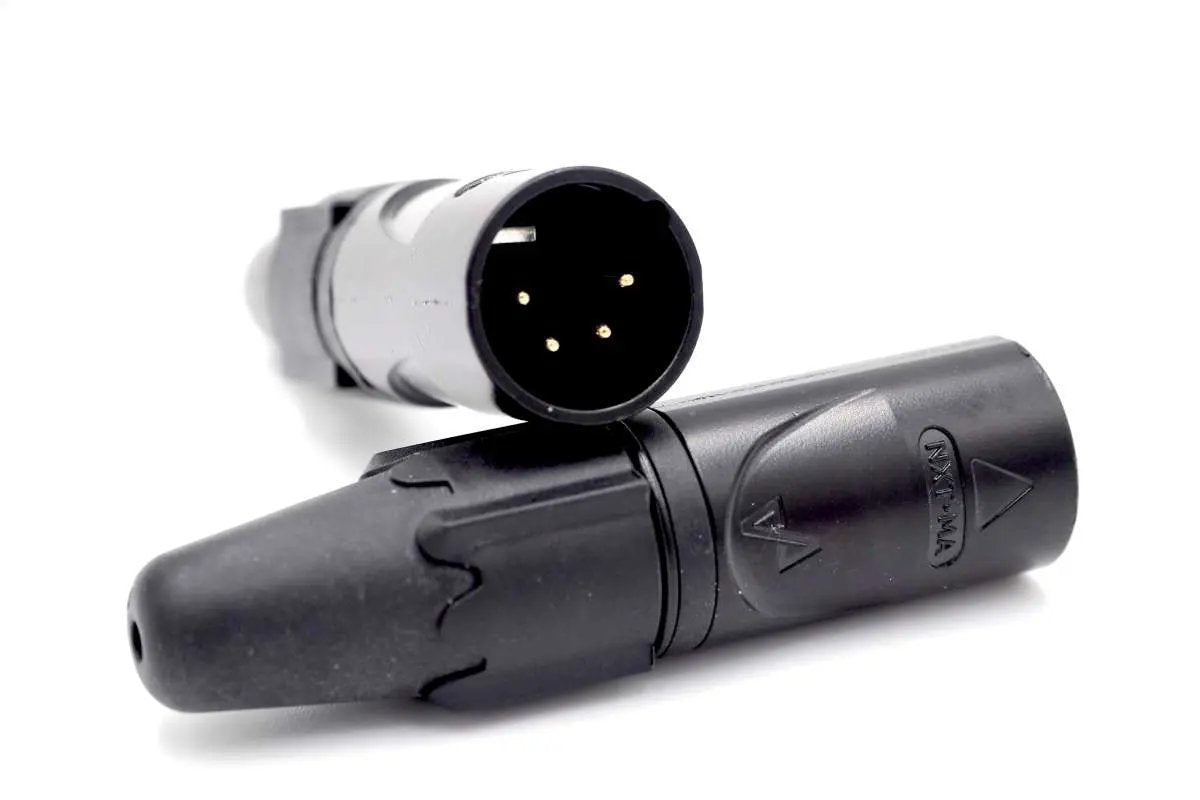 EnovaNxt NXT4MA XLR cable connector male 4-pin, gold contacts, metal housing with black PureCoreNxt finishing, black boot EnovaNxt
