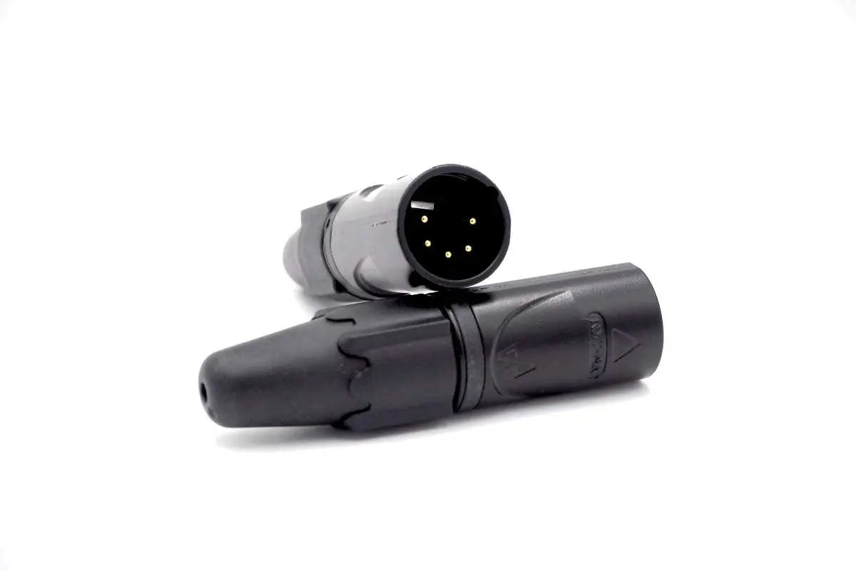 EnovaNxt NXT5MA XLR cable connector male 5-pin, gold contacts, metal housing with black PureCoreNxt finishing, black boot EnovaNxt