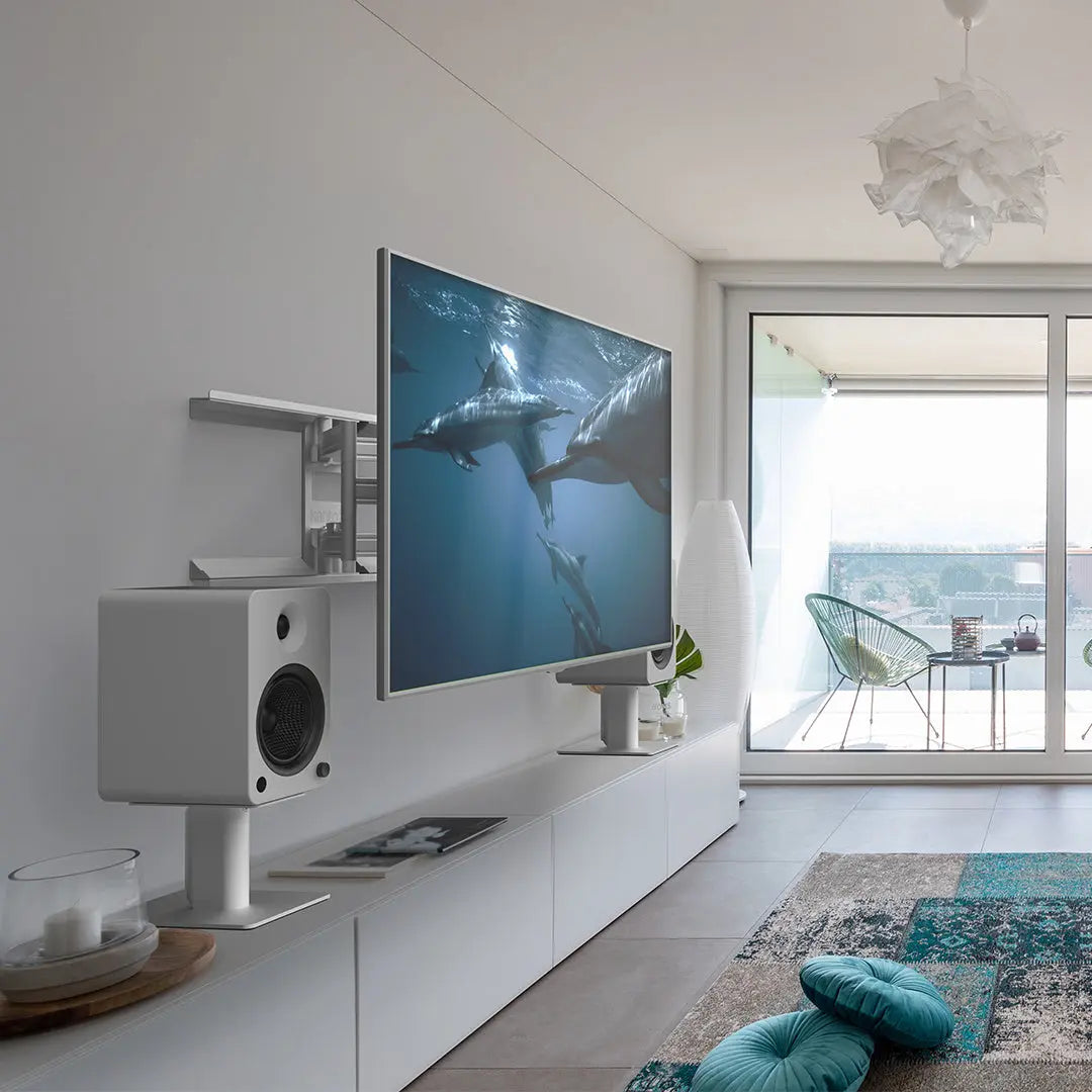 Kanto SP6HDW 6" Tall Universal Desktop Speaker Stand - Pair, White Kanto