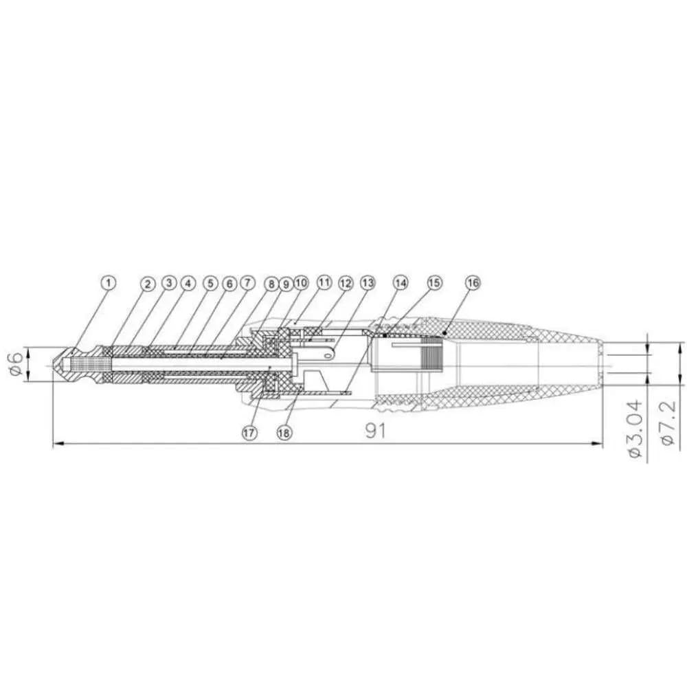 Enova PL23MB 1/4" plug 3 pole stereo black housing and grey boot Enova