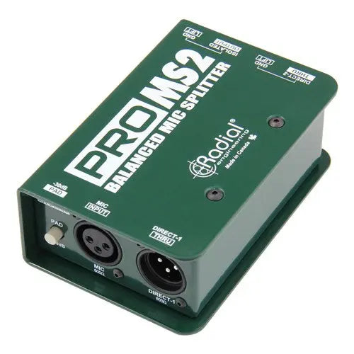 Radial Engineering PROMS2 Mic splitter, passive with 1-input, 2-direct outs & 1 Eclipse isolated output Radial Engineering