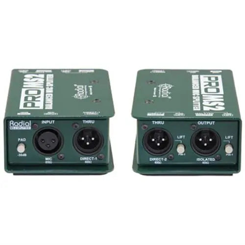 Radial PROMS2 Mic splitter, passive with 1-input, 2-direct outs & 1 Eclipse isolated output