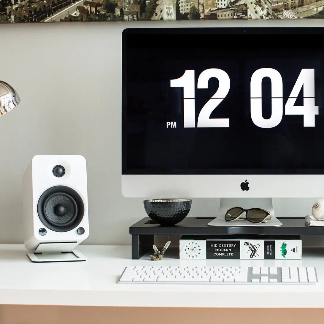 Kanto S4W Angled Desktop Speaker Stands for Midsize Speakers - Pair, White Kanto