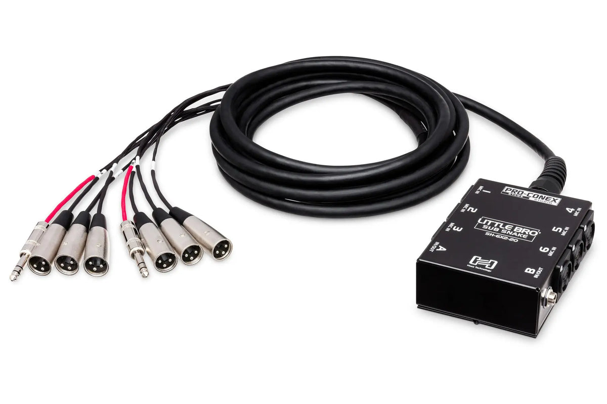 Hosa SH6X250 Pro-Conex Little Bro' Sub Snake, 6 x XLR Sends and 2 x 1/4 in TRS Returns, 50 ft / 15M