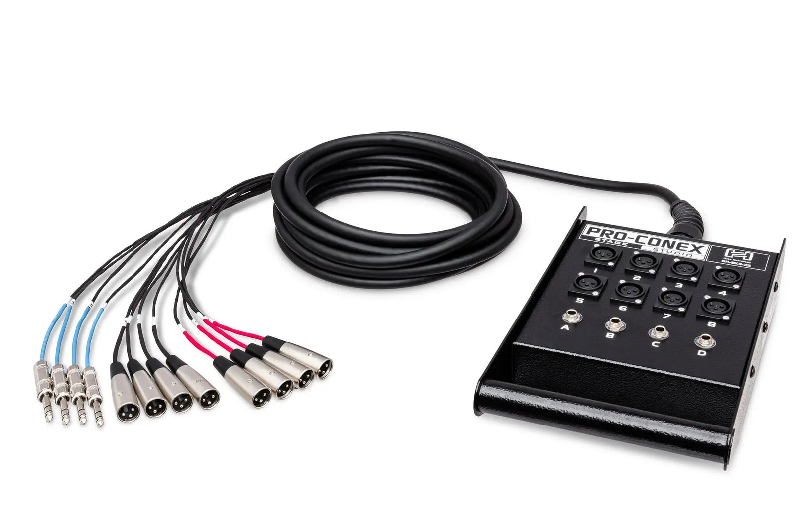 Hosa Pro-Conex Stage Box Snake, 8 x XLR Sends and 4 x 1/4 in TRS Returns, 100 ft / 30M Hosa