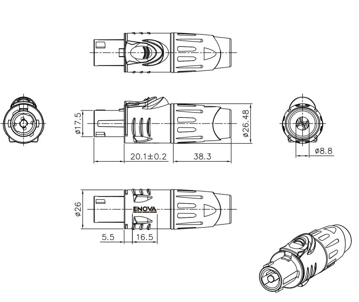 Enova SP24FN Speaker connector 4 pin, metal housing female 40 amps Enova