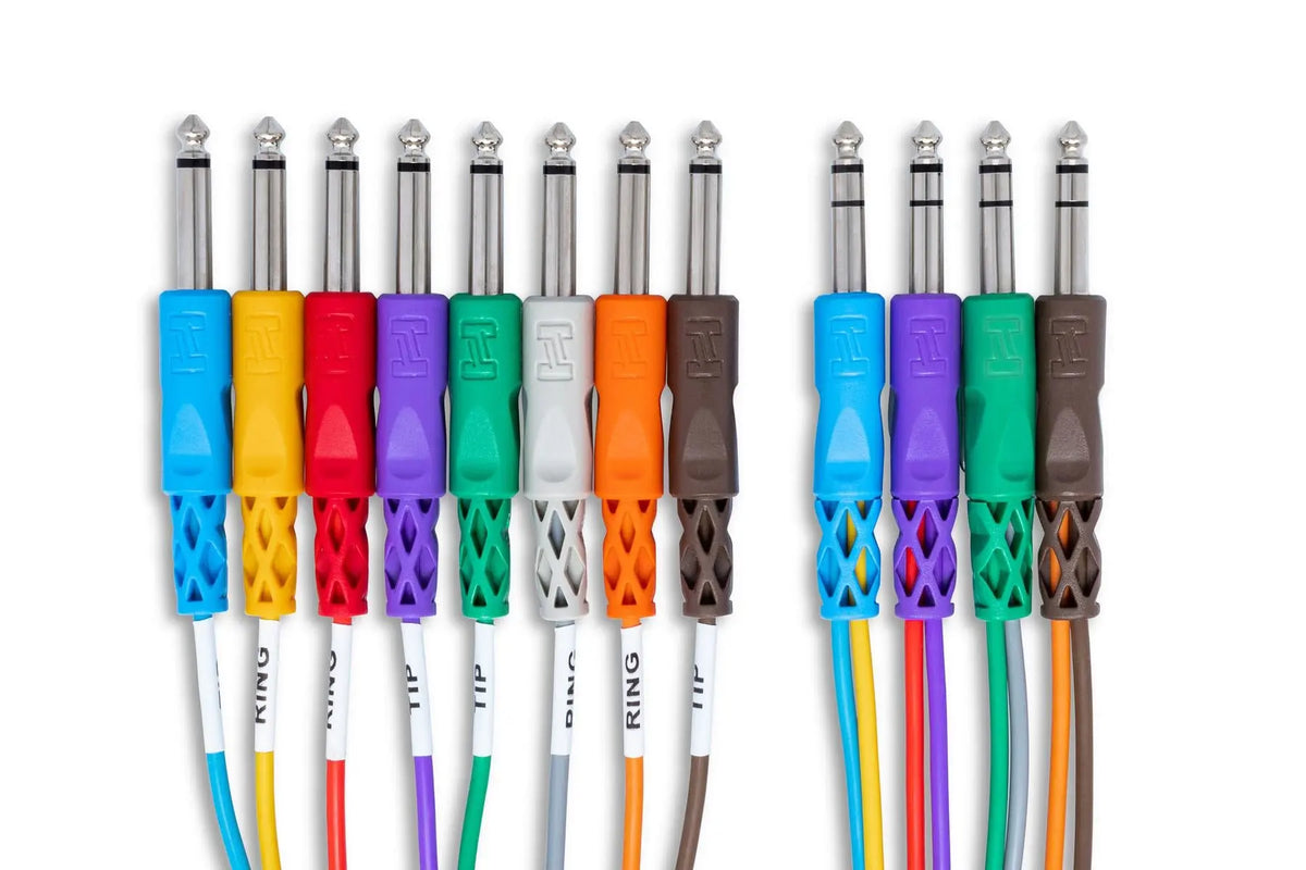 Hosa STP804 Insert Snake, 1/4 in TRS to Dual 1/4 in TS, 4 m Hosa