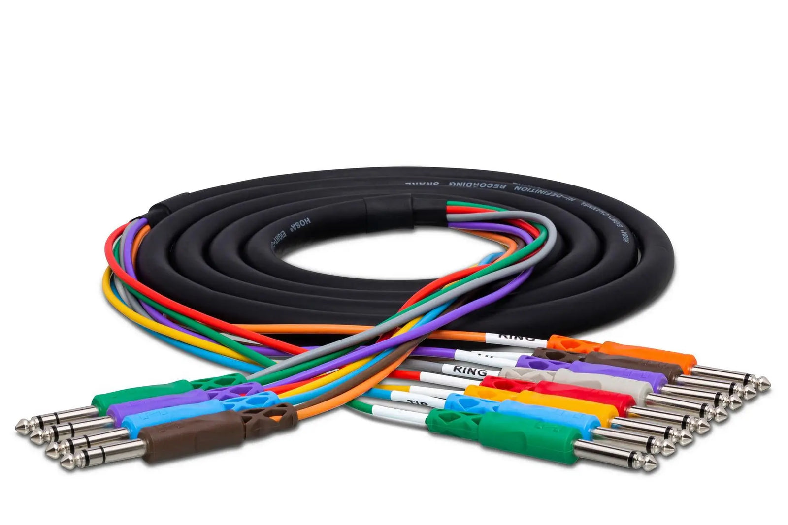 Hosa STP803 Insert Snake, 1/4 in TRS to Dual 1/4 in TS, 3 m