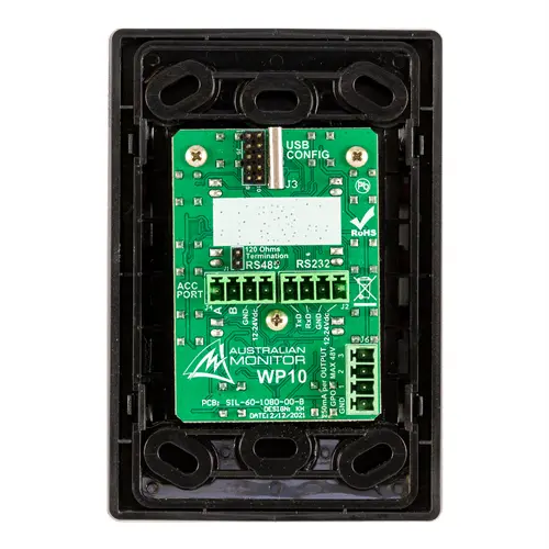 Australian Monitor 10 Button Wall Control Panel Black WP10-B for the ZONEMIX Solution Australian Monitor