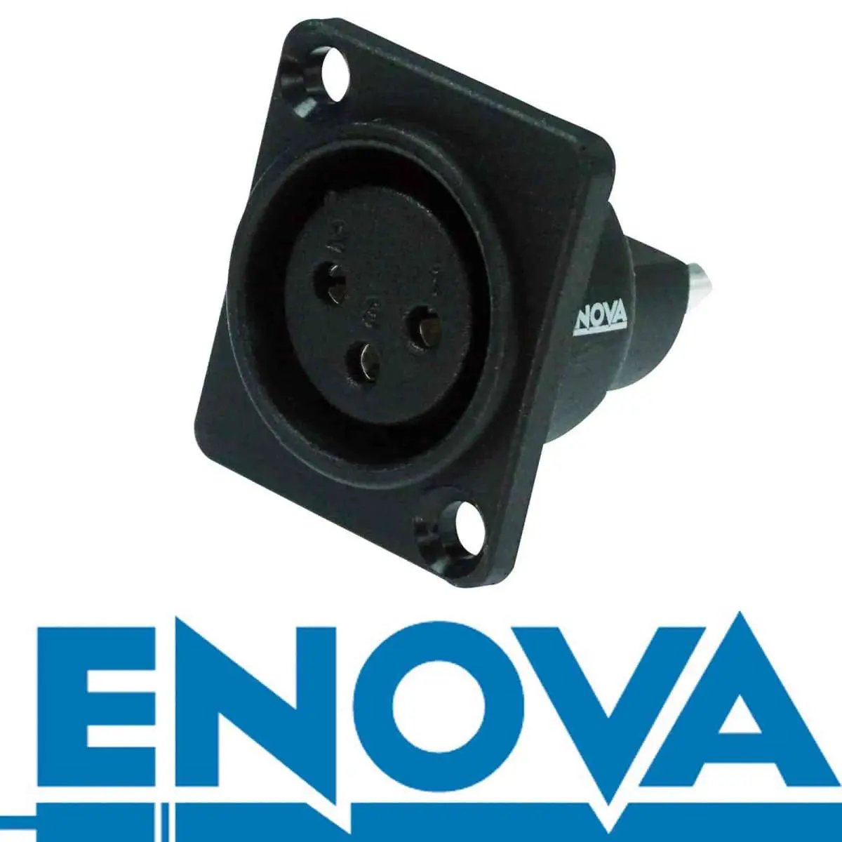 Enova XL13FB-W XLR chassis connector female 3-pin IP65 black plastic housing solder cups Enova