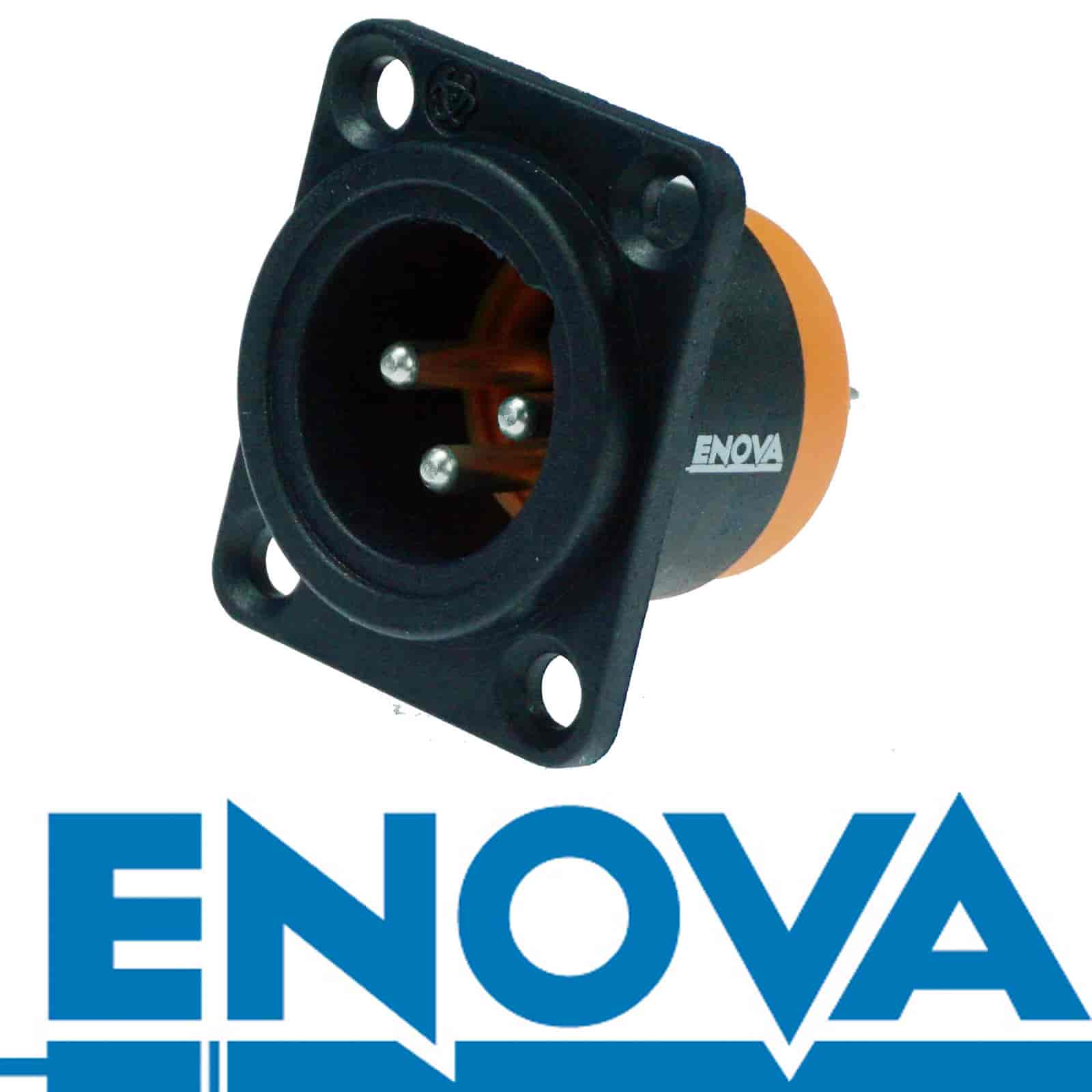 Enova XL13MB-W XLR chassis connector male 3-pin IP65 black plastic housing solder cups Enova