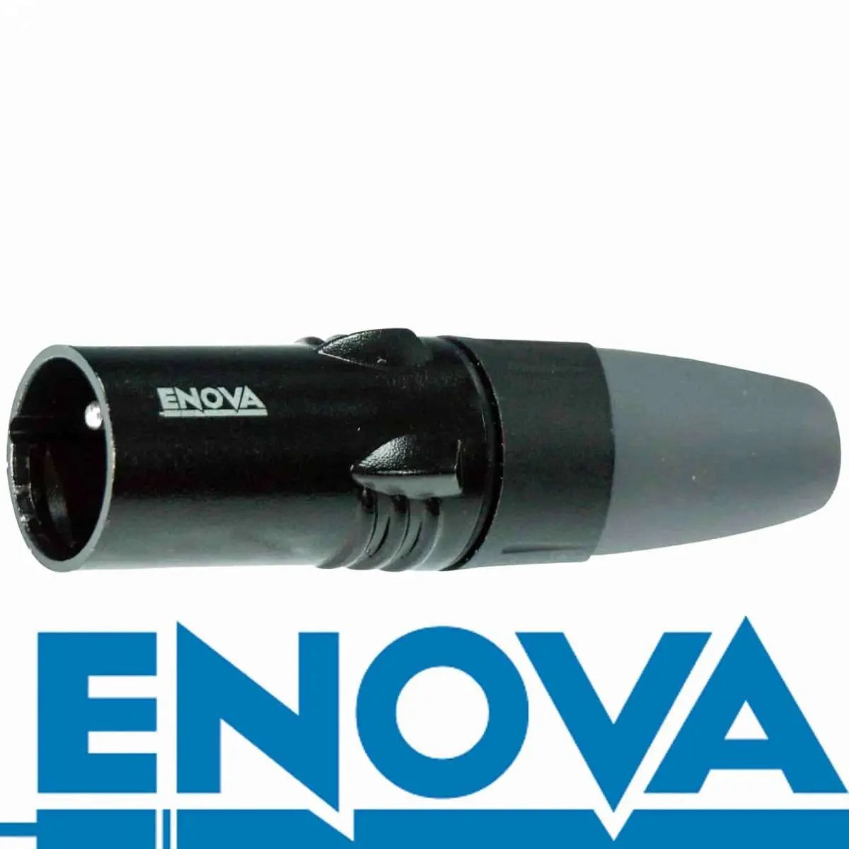 Enova XL23MB XLR cable connector male 3-pin black housing and grey boot solder cups Enova
