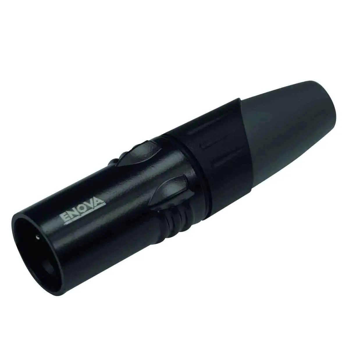 Enova XL25MB XLR cable connector male 5-pin black metal housing and grey boot solder cups Enova