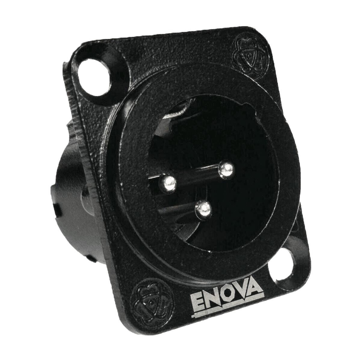 Enova XL13MB XLR chassis connector male 3-pin black metal housing solder cups Enova