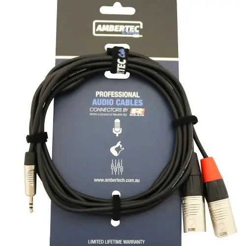 Ambertec Y cable 3m REAN 3.5mm TRS plug - 2 x XLR M Ambertec