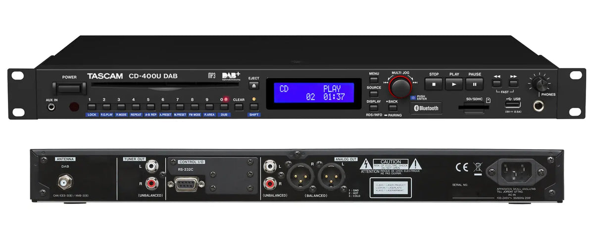TASCAM CD-400U DAB CD/SD/USB Player with Bluetooth receiver and DAB(+)/FM tuner TASCAM