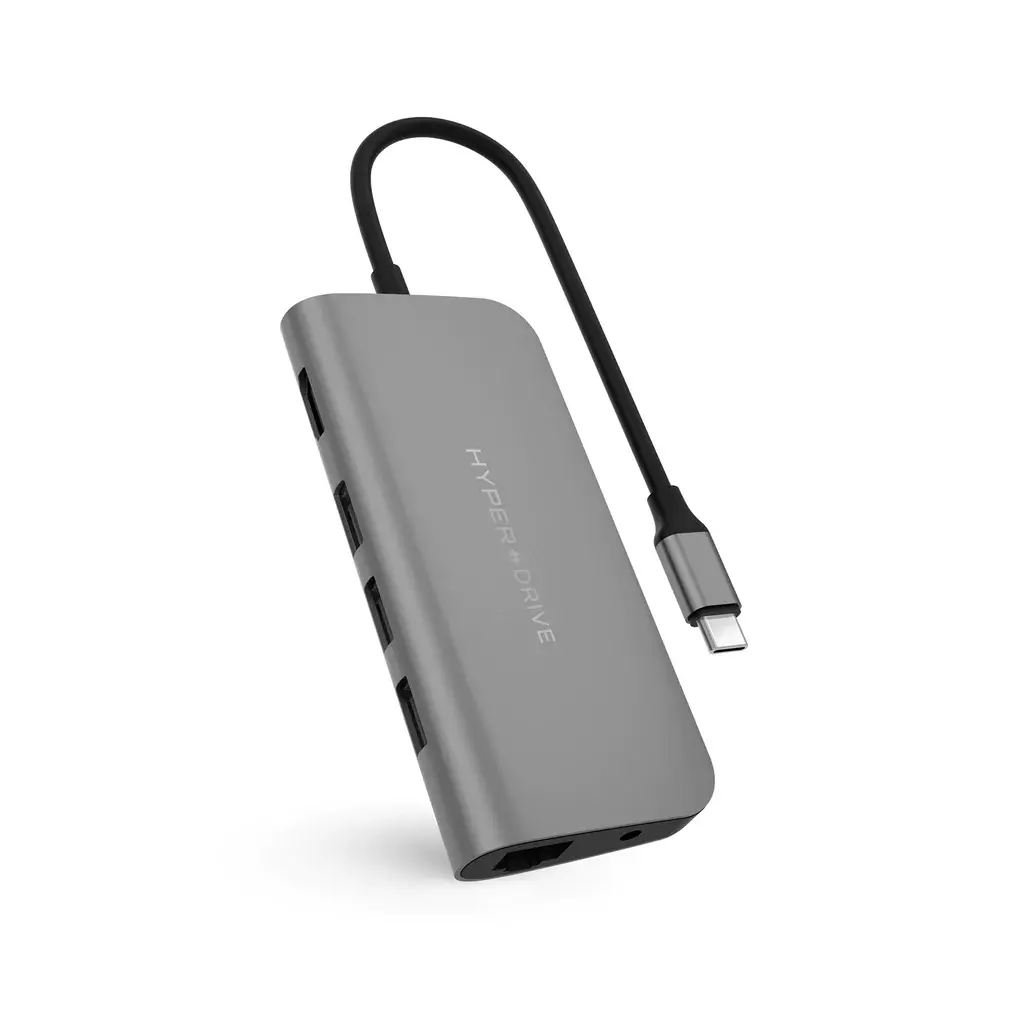 Hyperdrive 9 in 1 USB-C Hub Supports USB-C pass-through Grey