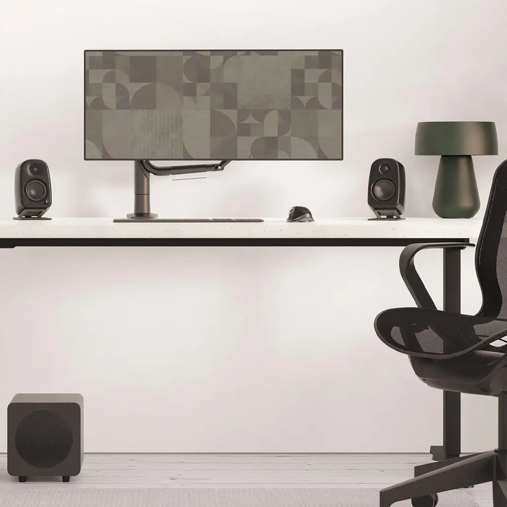 Kanto UKI 100W Desktop Speakers with Bluetooth, USB-C, Headphone out, Onyx (Matte Black), Pair Kanto