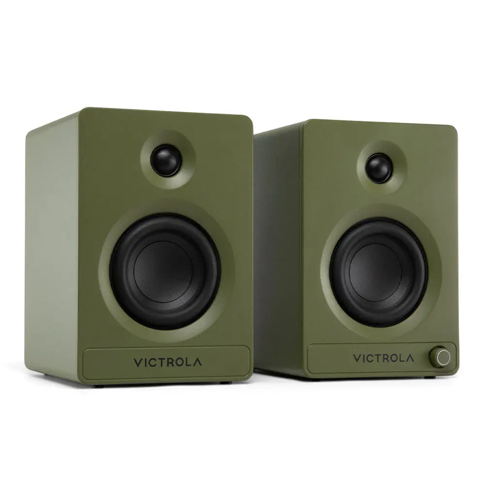 Victrola Tempo Bookshelf Speakers - Green Victrola