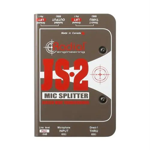 Radial JS2 - Mic splitter, passive with 1-input, 2-direct outs & 1 Jensen isolated output