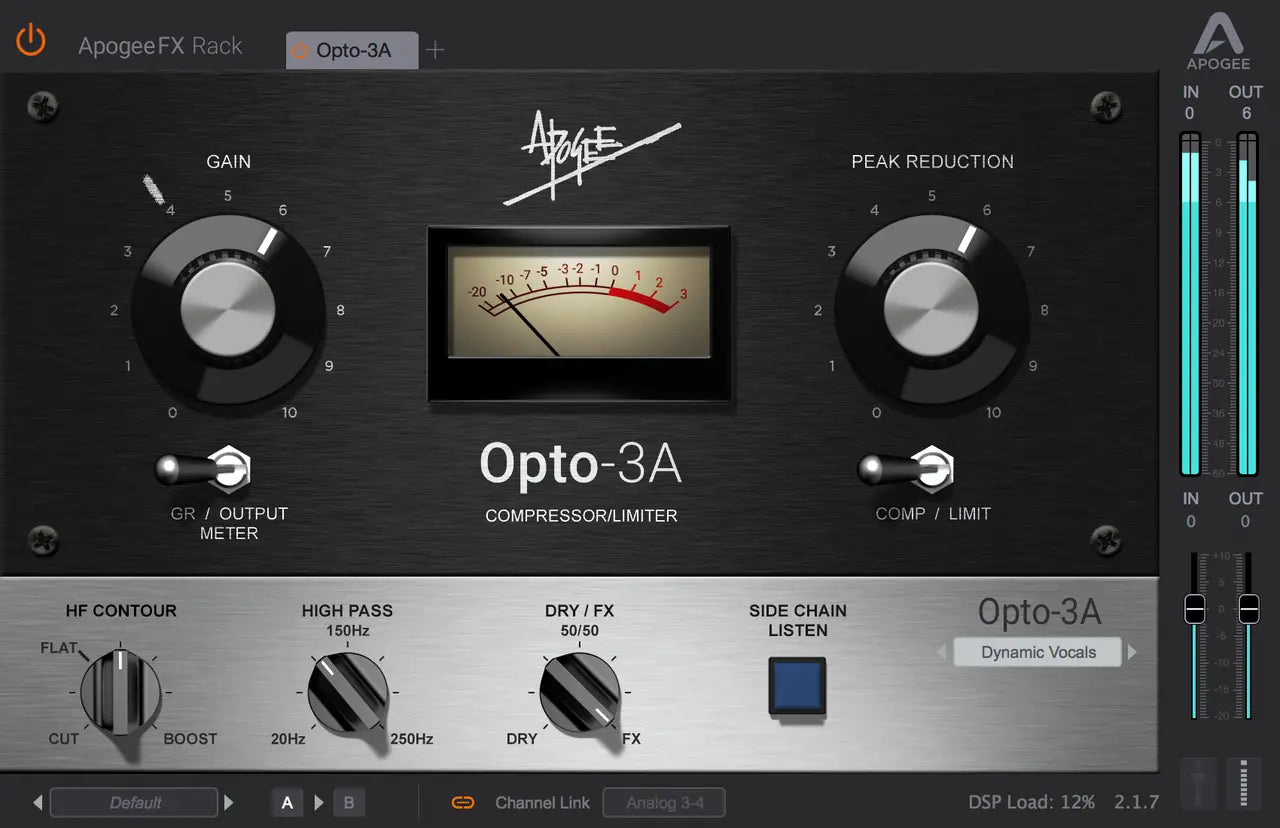Apogee FX OPTO-3A Vintage Compressor/Limiter Plug-In (Digital Download) Apogee