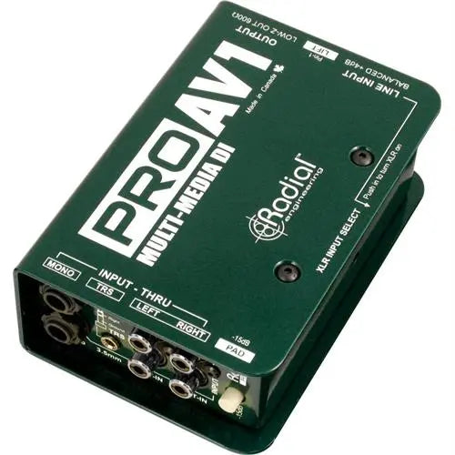 Radial PROAV1 Passive 1 channel multimedia DI with RCA, 3.5mm, XLR, 1/4" connectors