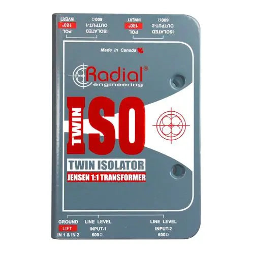 Radial TWIN-ISO Line level isolator, passive 2 ch balanced with high performance transformers