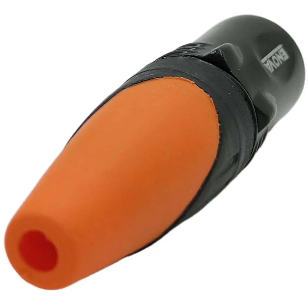 Enova XL25MB-W XLR cable connector male 5-pin IP65 black metal housing and orange boot solder cups Enova