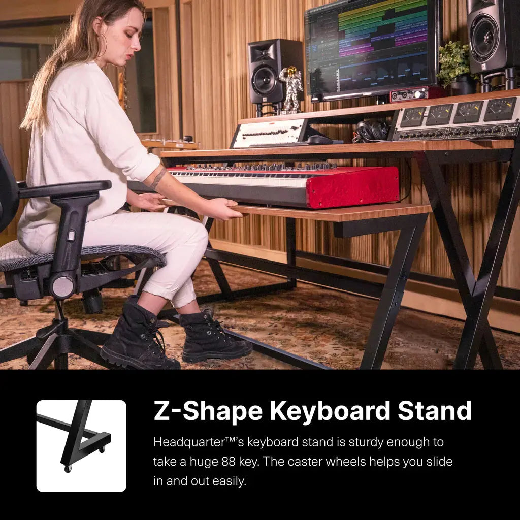Wavebone HEADQUARTER™ Z Ergonomic Studio Workstation with Height-Adjustable Keyboard Trolley - Koala Audio