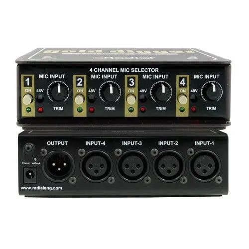 Radial Gold Digger - Passive 4x1 selector, use to compare 4 mics in the studio, XLR i/o