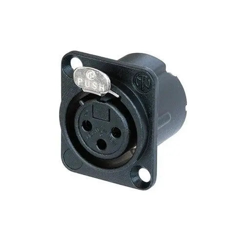 Neutrik NC3FD-LX-BAG 3 pole female receptacle, solder cups, black metal housing, silver contacts