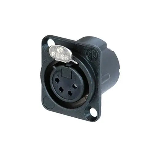 Neutrik NU-NC4FD-LX-BAG 4 pin XLR female chassis connector black/silver pins Neutrik
