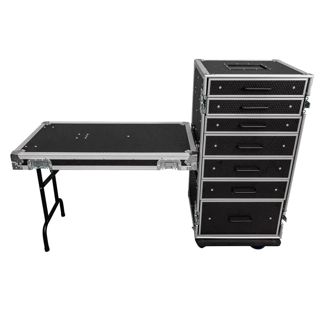 Titan AV Workstation Pro 7 Drawer with Table Road Case Titan AV