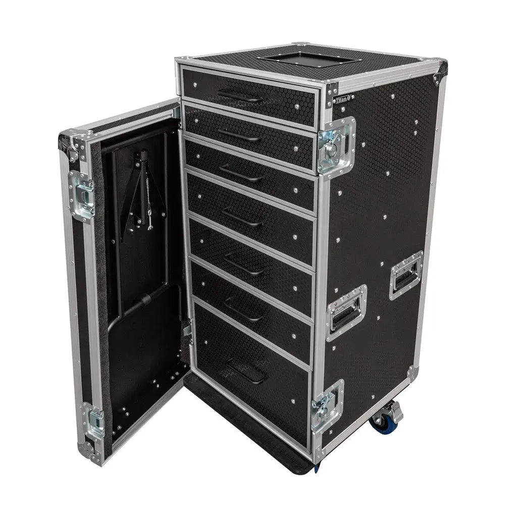 Titan AV Workstation Pro 7 Drawer with Table Road Case Titan AV