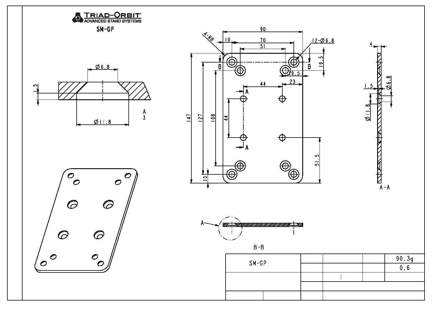 Triad-Orbit SM-GP General speaker plate - Koala Audio