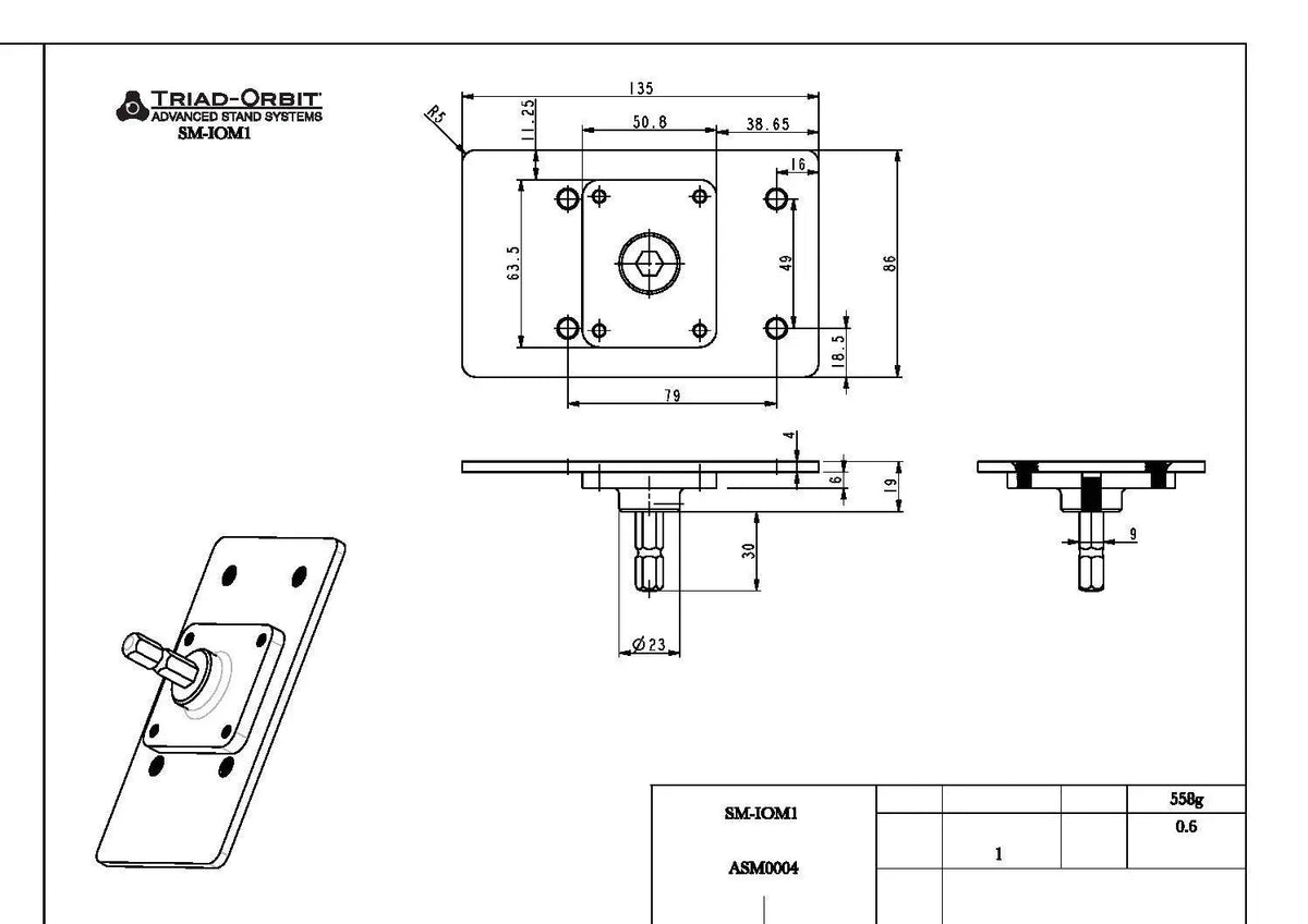 Triad-Orbit SM-IOM1 Speaker Mounting Plate for IO Applications - Koala Audio